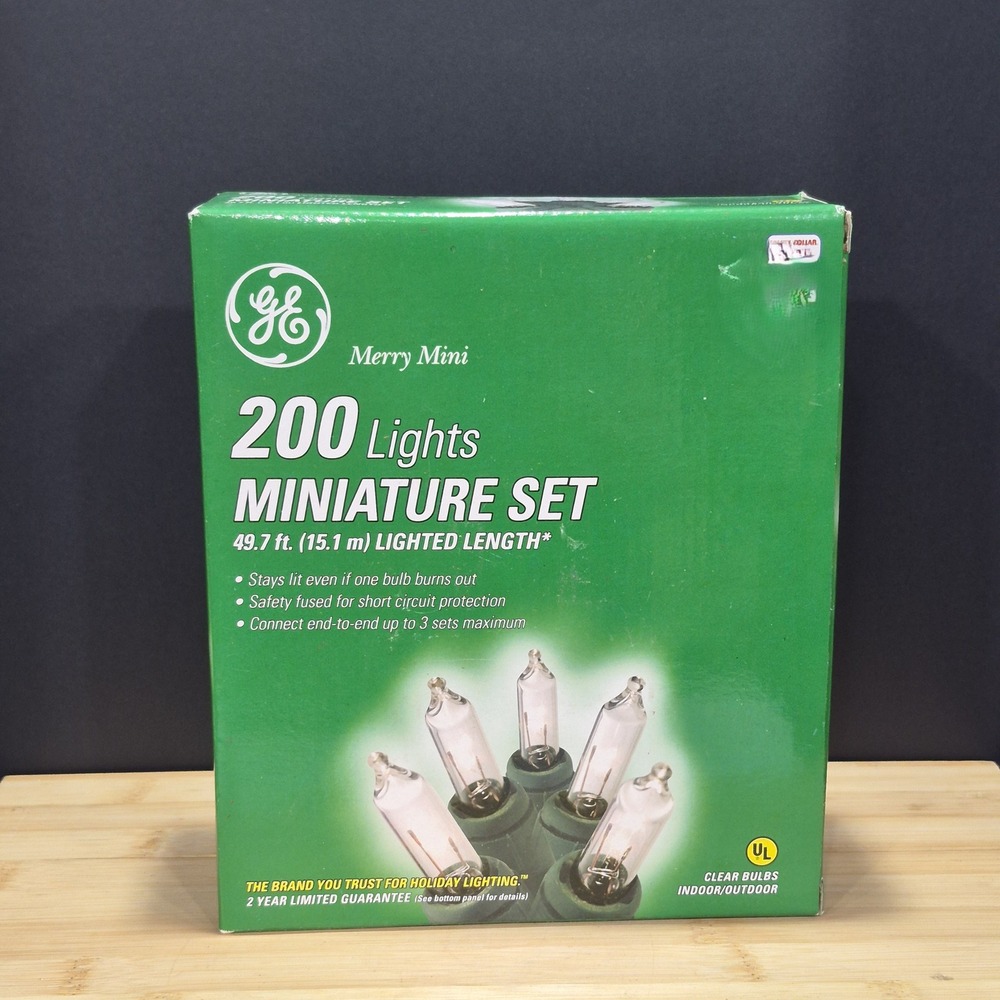 2 GE Merry Mini 200-Count Miniature Set Clear Christmas Lights BNIB TESTED